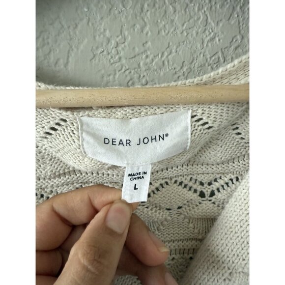 Dear John Jade Pointelle Jewel Button Down Cardigan Boho Coquette Feminine L - Picture 7 of 10